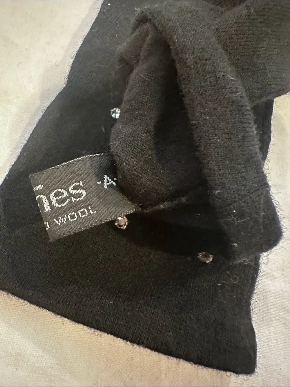 Fownes black mid-length formal design embellished with scattered rhinestones